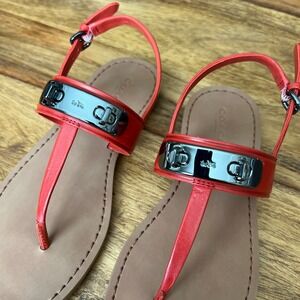 COACH Gracie Semi Matte Thong Sandal in Carmine (Orange) Women's Size 6 M NIB